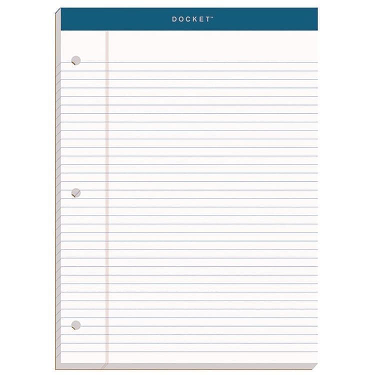 TOPS BUSINESS FORMS Double Docket Ruled Pads with Extra Sturdy Back, Medium/College Rule, (100) White 8.5 x 11 Sheets (TOP63384)