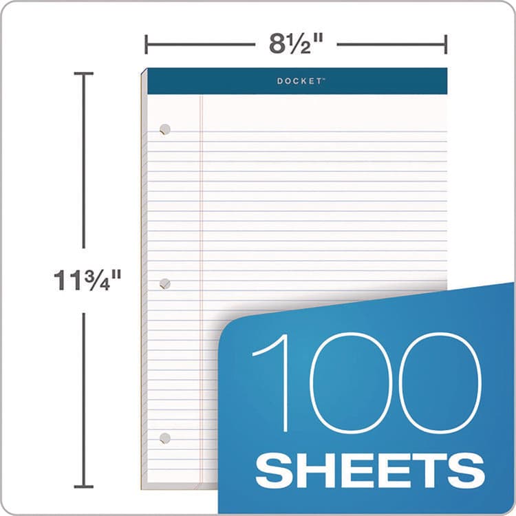 TOPS BUSINESS FORMS Double Docket Ruled Pads with Extra Sturdy Back, Medium/College Rule, (100) White 8.5 x 11 Sheets (TOP63384) thumbnail 3