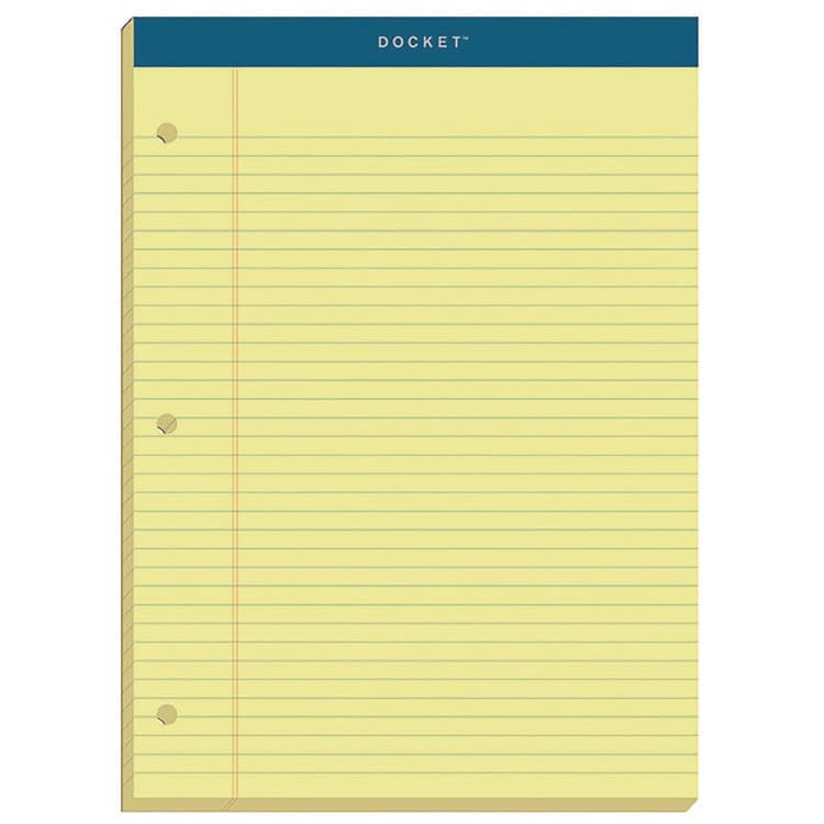 TOPS BUSINESS FORMS Double Docket Ruled Pads with Extra Sturdy Back, Medium/College Rule, (100) Canary Yellow 8.5 x 11 Sheets (TOP63383)