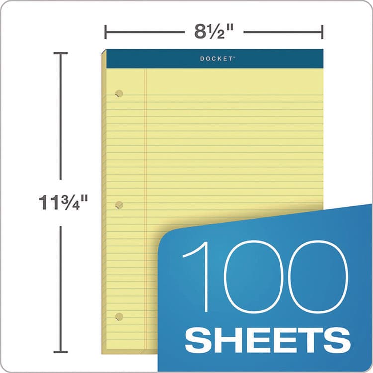 TOPS BUSINESS FORMS Double Docket Ruled Pads with Extra Sturdy Back, Medium/College Rule, (100) Canary Yellow 8.5 x 11 Sheets (TOP63383) thumbnail 3
