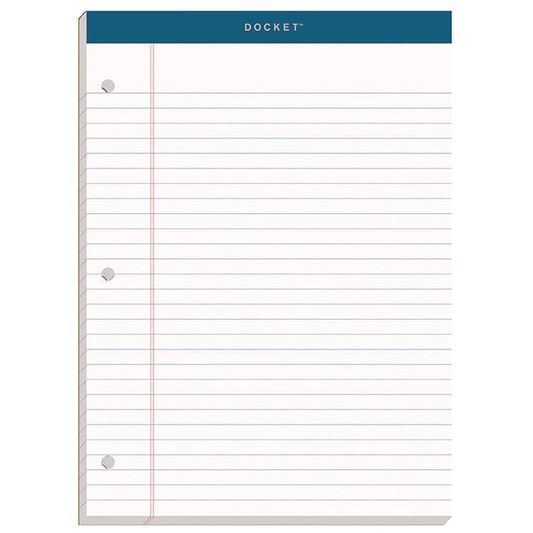 TOPS BUSINESS FORMS Double Docket Ruled Pads with Extra Sturdy Back, Wide/Legal Rule, (100) White 8.5 x 11 Sheets (TOP63379)