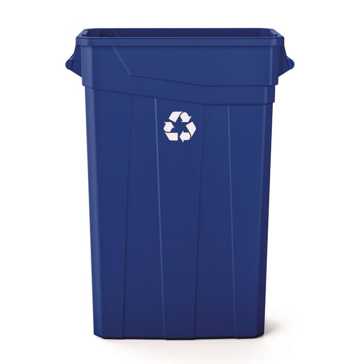 SUNCAST CORPORATION 23 Gallon Resin Slim Recycling Trash Can, Plastic, Blue/White (SUATCNH2030BLR)