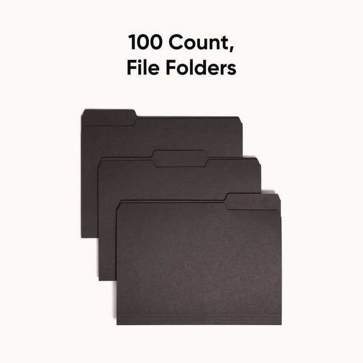 SMEAD MANUFACTURING CO. Interior File Folders, 1/3-Cut Tabs: Assorted, Letter Size, 0.75" Expansion, Black/Gray, 100/Box (SMD10243) thumbnail 3