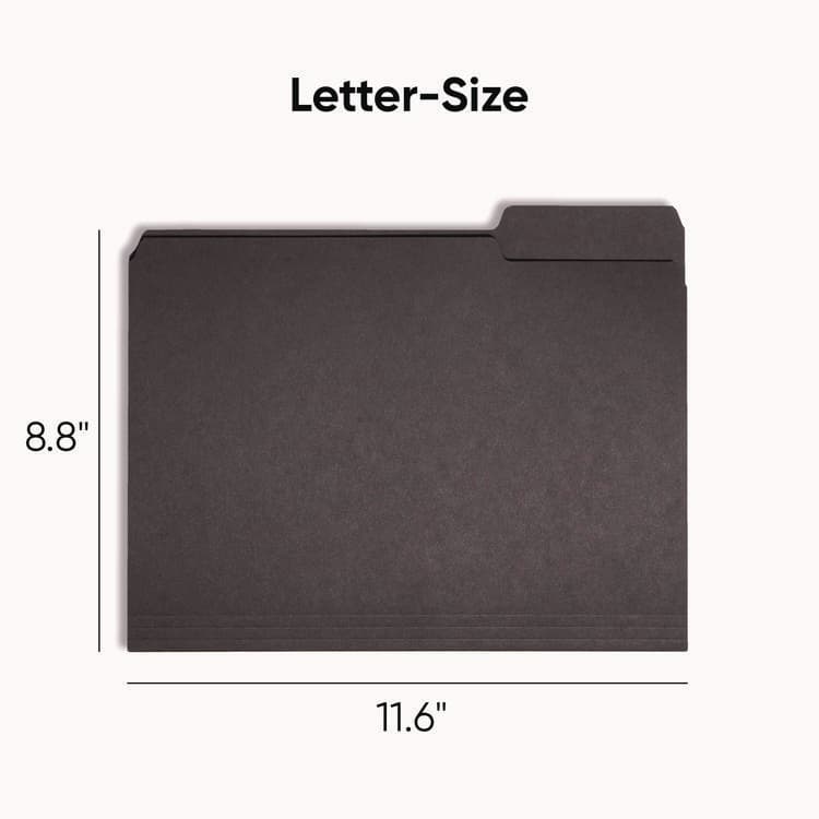 SMEAD MANUFACTURING CO. Interior File Folders, 1/3-Cut Tabs: Assorted, Letter Size, 0.75" Expansion, Black/Gray, 100/Box (SMD10243) thumbnail 2