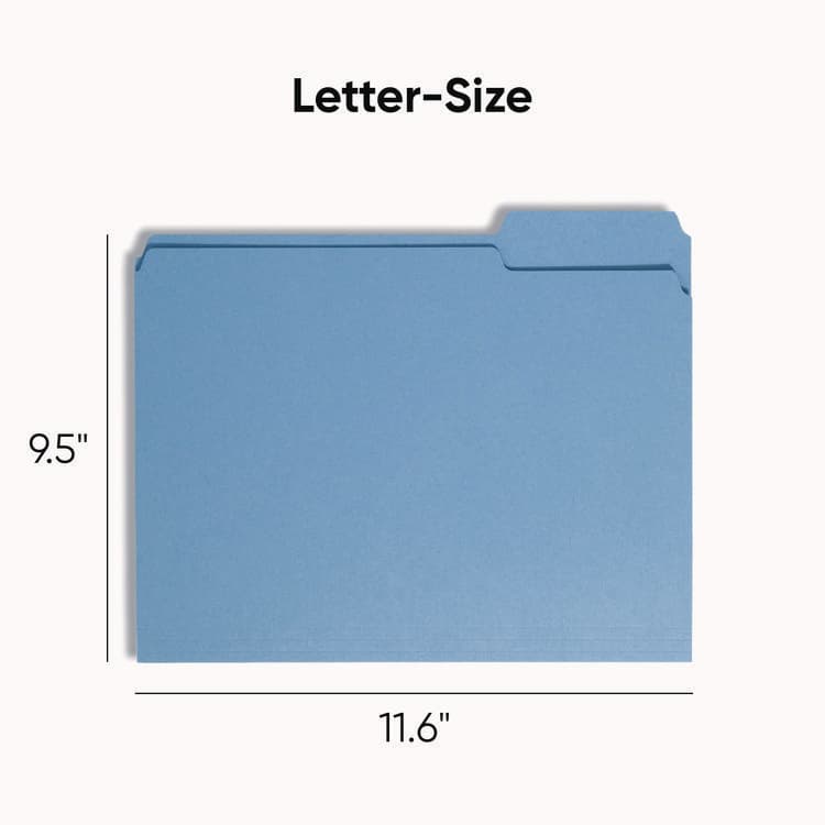 SMEAD MANUFACTURING CO. Colored File Folders, 1/3-Cut Tabs: Assorted, Letter Size, 0.75" Expansion, Blue, 100/Box (SMD12043) thumbnail 2