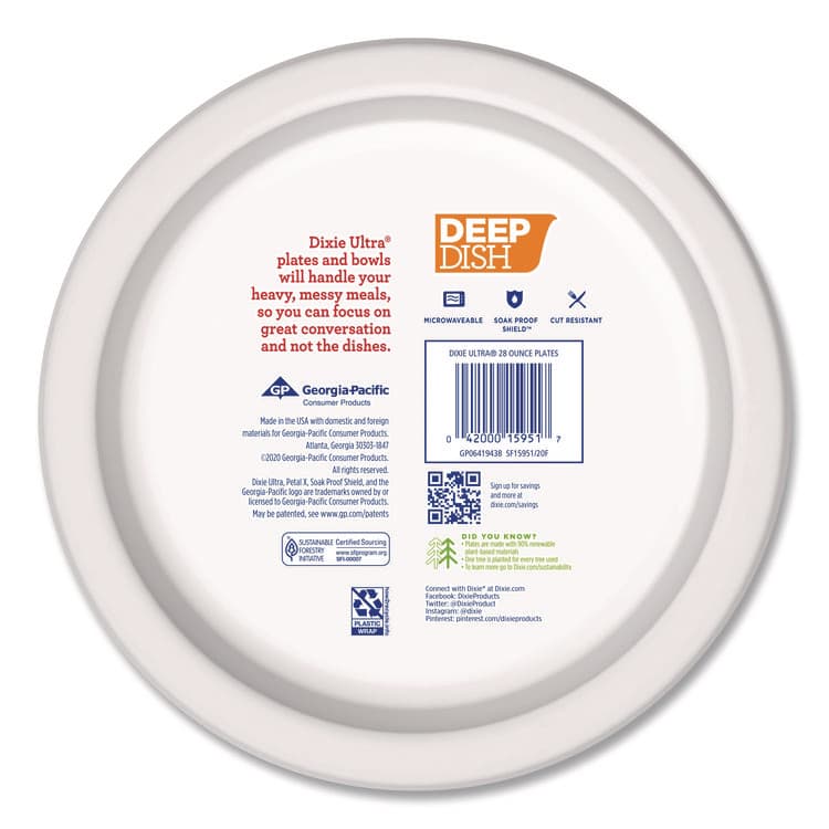 DIXIE FOOD SERVICE Deep Dish Paper Plate, 9.56" dia, Blue/Yellow, 18/Pack (DXE15951) thumbnail 4
