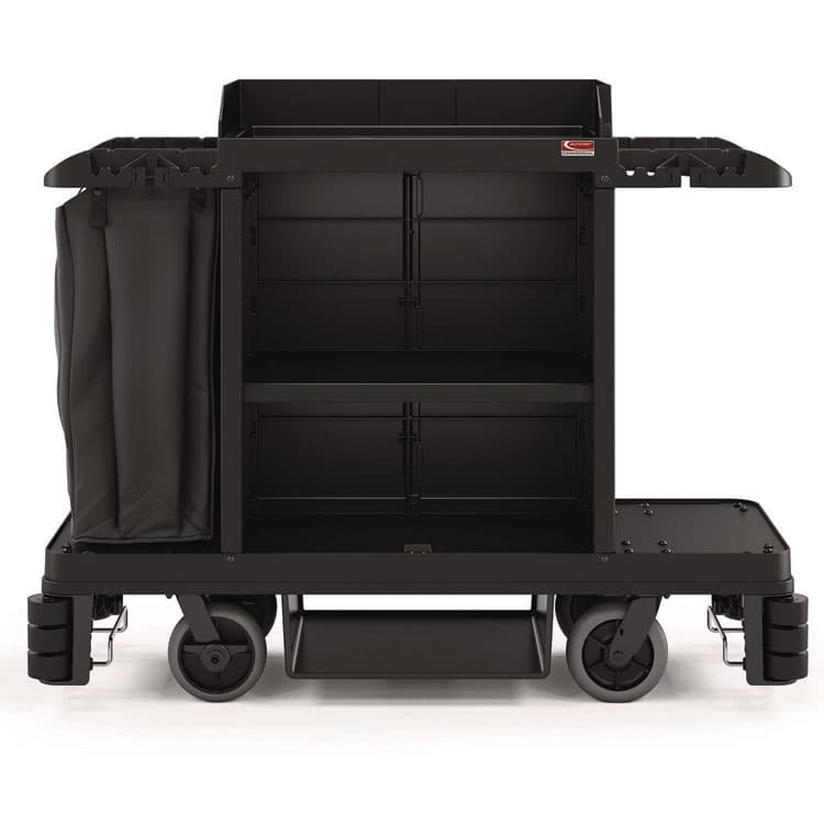 SUNCAST CORPORATION Partially Assembled Premium Housekeeping Cart, Plastic, 1 Shelf, 24 x 62.13 x 49.75, Black (SUAHKC2002)