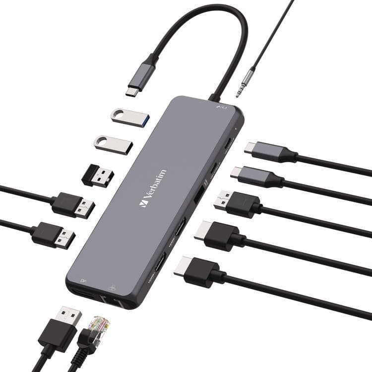 VERBATIM CORPORATION USB-C Pro Multiport Hub CMH 13Port, Gray (VER32153) thumbnail 2