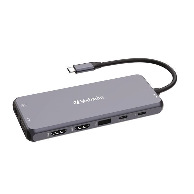 VERBATIM CORPORATION USB-C Pro Multiport Hub14 Port, Gray (VER32154)