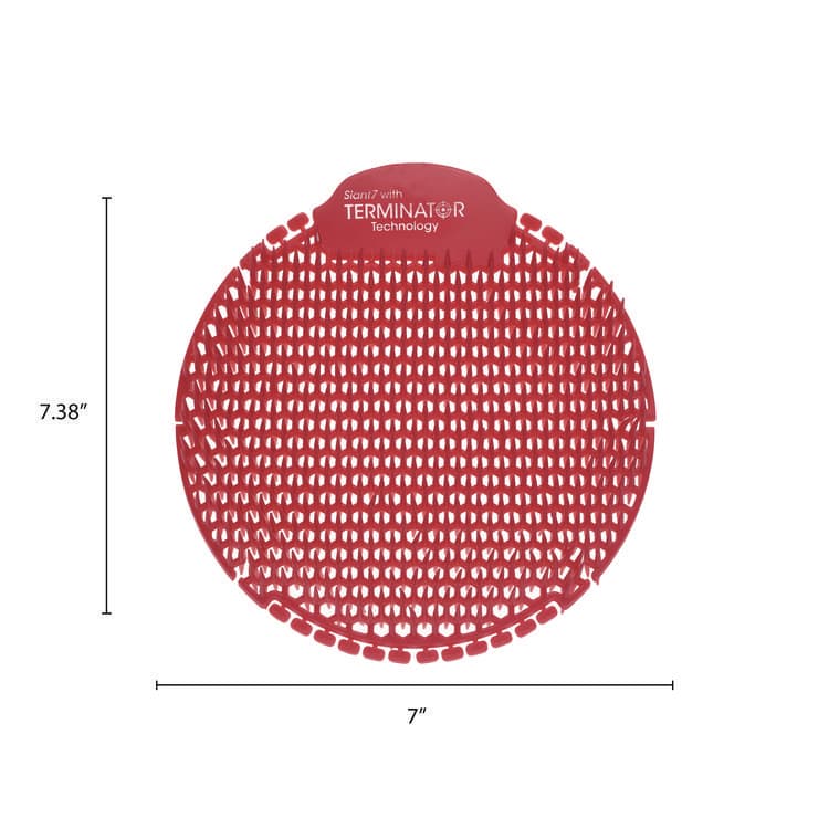 FRESH PRODUCTS Slant7 with Terminator Urinal Screen, Forest Scent, Red, 5/Box (FRSS7TBX) thumbnail 4