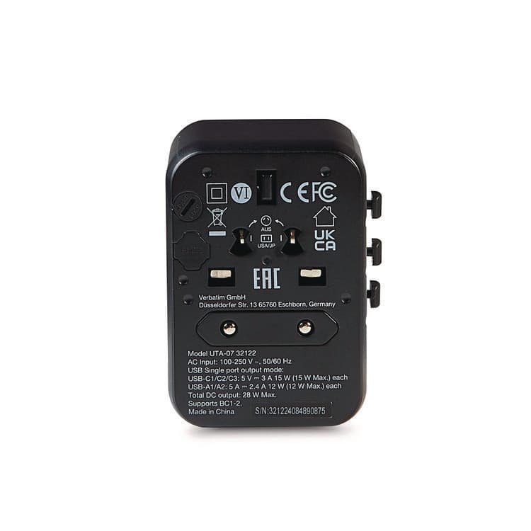 VERBATIM CORPORATION UTA-07 Universal Travel Adapter, (3) USB-A, (3) USB-C (VER32122) thumbnail 2