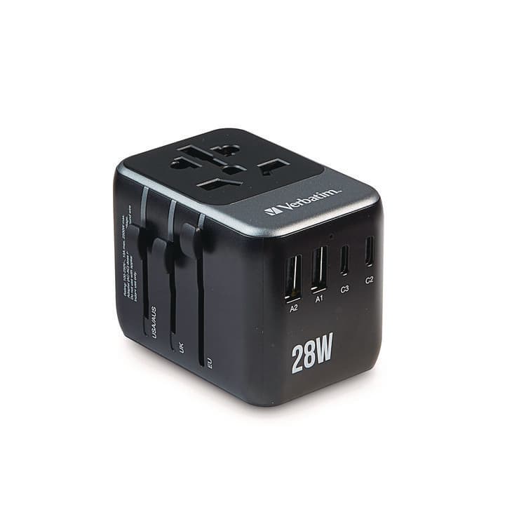 VERBATIM CORPORATION UTA-07 Universal Travel Adapter, (3) USB-A, (3) USB-C (VER32122)