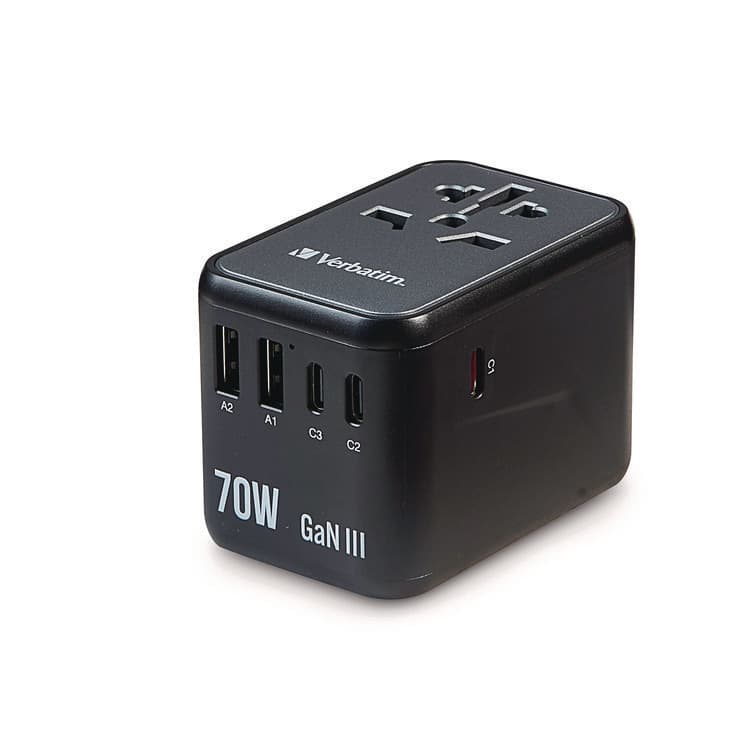 VERBATIM CORPORATION UTA-09 Gan III Universal Travel Adapter, (2) USB-A/(2) USB-C/USB-C with Power Delivery 3.0 (VER32124) thumbnail 3