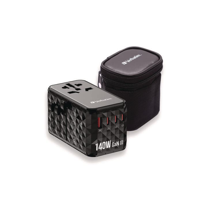 VERBATIM CORPORATION UTA-10 GaN III Universal Travel Adapter, (3) USB-A/(3) USB-C (VER32125)