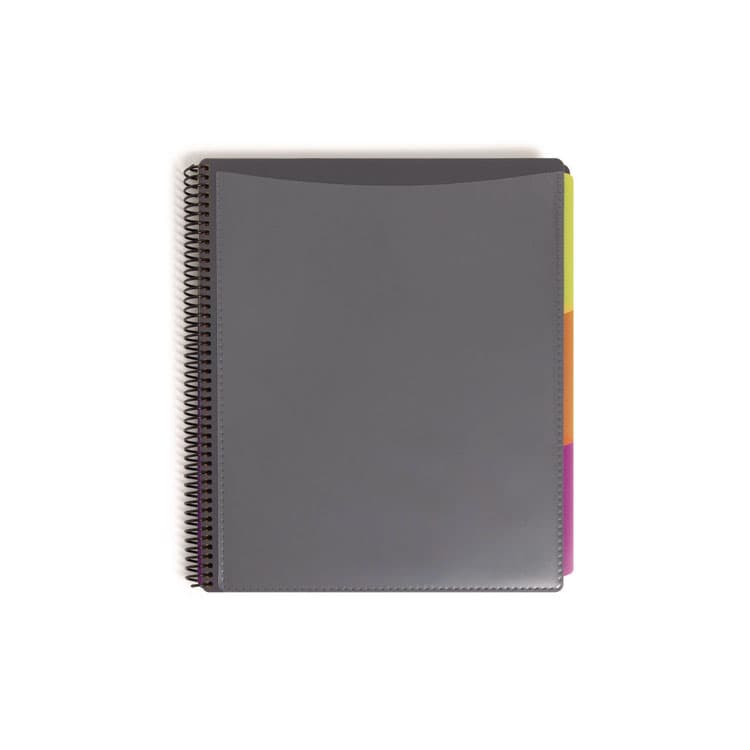 SMEAD MANUFACTURING CO. Poly Project Organizer, 24 Letter-Size Sleeves, Gray with Bright Pockets (SMD89206)