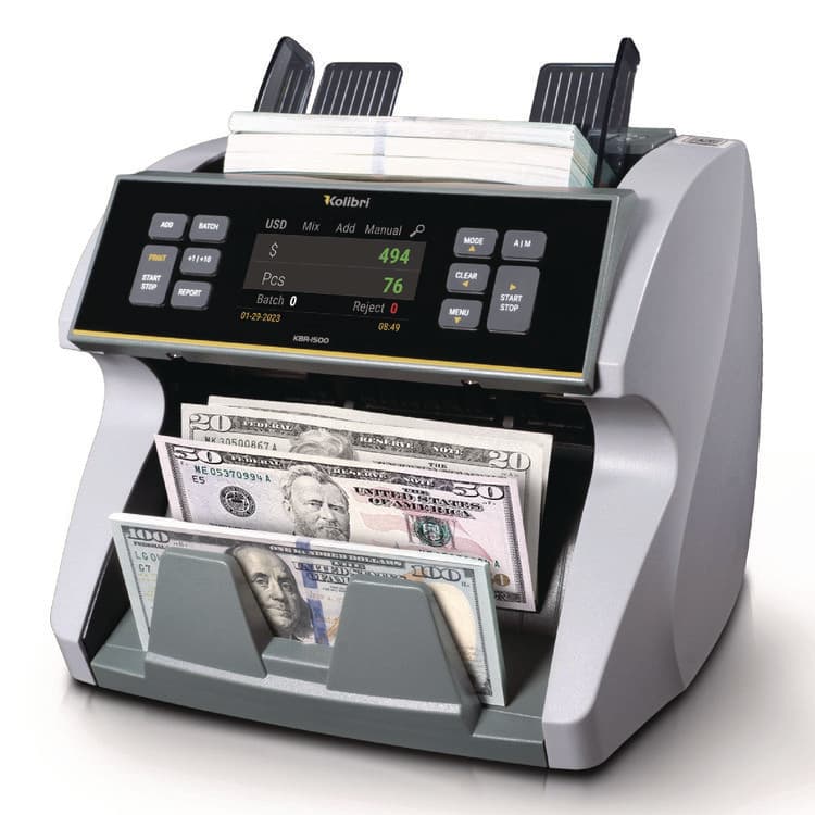 CASSIDA KBR1500V2 Mixed Denomination Cash Counter, 1,200 bills/min, 9.5" x 11" x 10.4", Gray (KIBKBR1500V2)