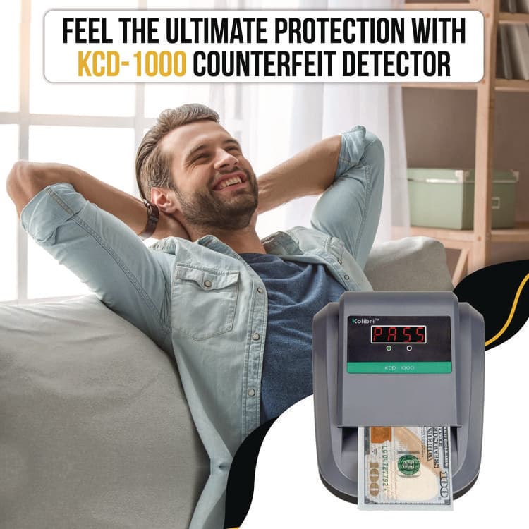 CASSIDA KCD-1000 Counterfeit Detector for USD, 10 Detection Methods, 5.1" x 6.3" x 3.6", Gray (KIBKCD1000) thumbnail 2