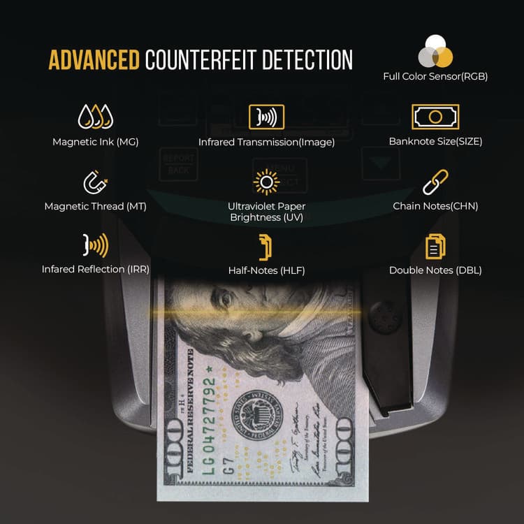 CASSIDA KCD-2000 Counterfeit Detector for USD, 10 Detection Methods, 5" x 6" x 5", Black/Gray (KIBKCD2000) thumbnail 4