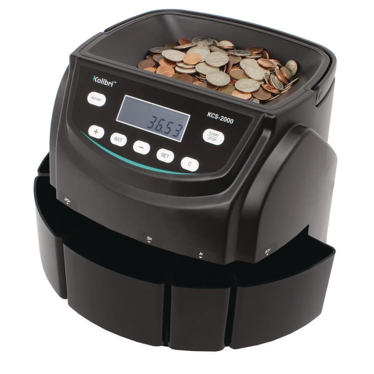 CASSIDA KCS-2000 Coin Sorter, 300 coins/min, 10" x 11.6" x 13.6", Black (KIBKCS2000) thumbnail 2