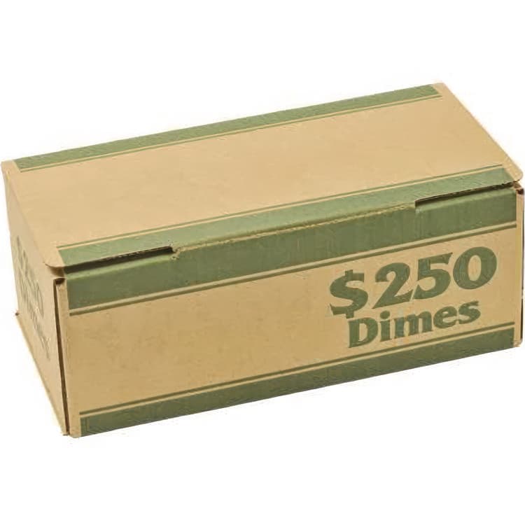 CONTROLTEK Dimes Coin Box, Accommodates $250 in Dimes, 15.5" x 19.25" x 4.5", Green/Kraft, 50/Pack (CNK560061)