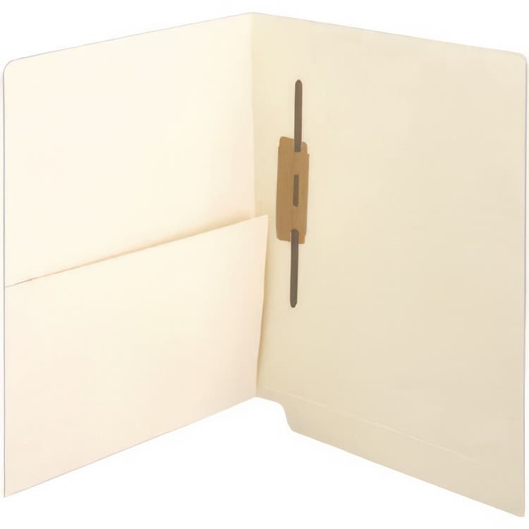 WESTERN STATES ENVELOPE CO Slash Pocket End Tab Fastener Folders, Straight Tab, 1 Spine-Oriented Fastener, Letter Size, Manila, 50/Box (MAQ52408) thumbnail 2