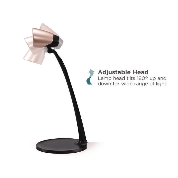 BLACK & DECKER Modern LED Desk Lamp, Black/Rose Gold (BLDVLED1814BD) thumbnail 2