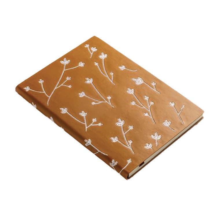 DENIK Vegan-Leather Layflat Flexible Cover Journal, Samantha Branches/Leaves, College Rule, Orange/Cream Cover, (72) 8 x 5.5 Sheets (DNKAHBC508L) thumbnail 2