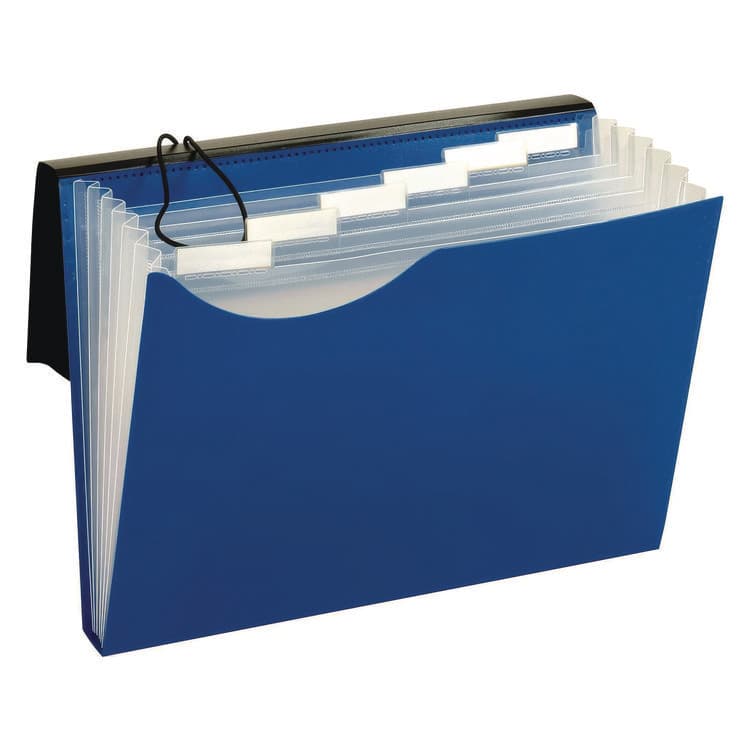 TOPS BUSINESS FORMS Seven-Pocket Poly Expanding File, 1" Expansion, 7 Sections, Elastic Cord Closure, 1/6-Cut Tabs, Letter Size, Blue (GLW67440BLU) thumbnail 3