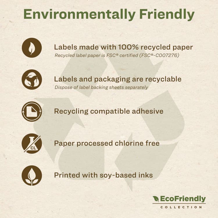 AVERY PRODUCTS CORPORATION EcoFriendly Mailing Labels, Inkjet/Laser Printers, 1 x 2.63, White, 30/Sheet, 100 Sheets/Pack (AVE48460) thumbnail 4