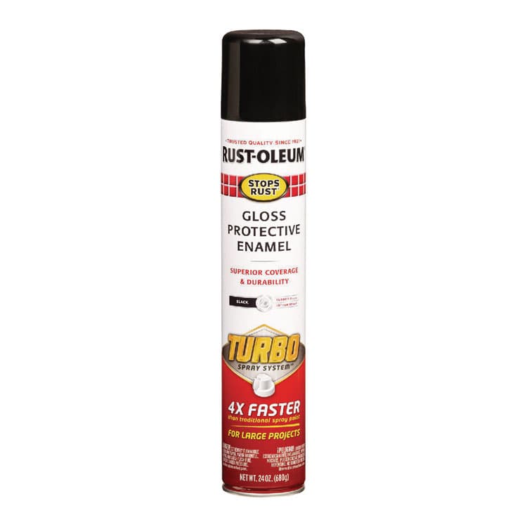 RUST-OLEUM CORPORATION Stops Rust Turbo Spray, Gloss Black, 24 oz Aerosol Can, 6/Carton (RST334128)