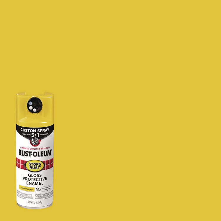 RUST-OLEUM CORPORATION Stops Rust 5-in-1 Spray Paint, Gloss Sunburst Yellow, 12 oz Aerosol Can (RST376898EA) thumbnail 2