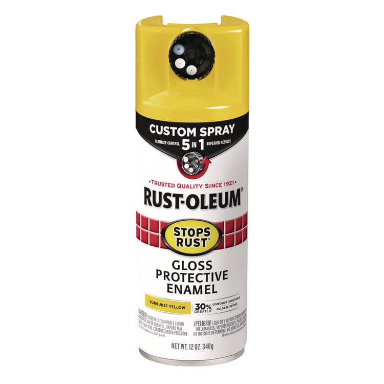 RUST-OLEUM CORPORATION Stops Rust 5-in-1 Spray Paint, Gloss Sunburst Yellow, 12 oz Aerosol Can (RST376898EA)
