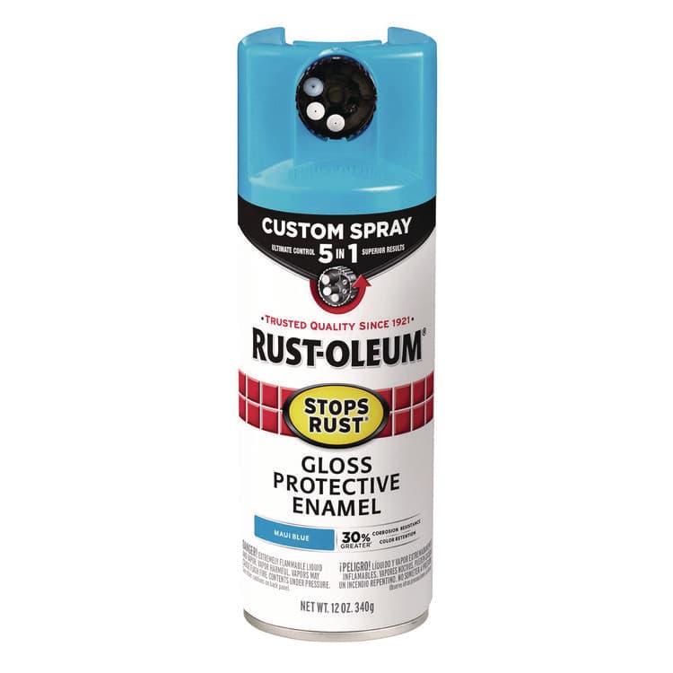 RUST-OLEUM CORPORATION Stops Rust 5-in-1 Spray Paint, Gloss Maui Blue, 12 oz Aerosol Can (RST376907EA)