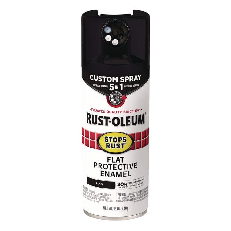 RUST-OLEUM CORPORATION Stops Rust 5-in-1 Spray Paint, Flat Black, 12 oz Aerosol Can, 6/Carton (RST376855) thumbnail 2