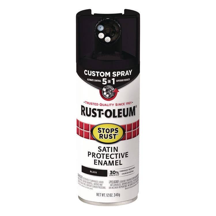 RUST-OLEUM CORPORATION Stops Rust 5-in-1 Spray Paint, Satin Black, 12 oz Aerosol Can, 6/Carton (RST376869) thumbnail 2