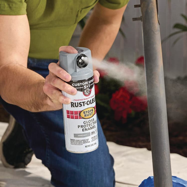 RUST-OLEUM CORPORATION Stops Rust 5-in-1 Spray Paint, Satin Coastal Gray, 12 oz Aerosol Can, 6/Carton (RST376872) thumbnail 4