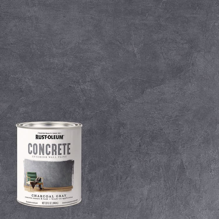 RUST-OLEUM CORPORATION Concrete Interior Wall Paint, Flat Charcoal Gray, Quart Can, 2/Carton (RST379906) thumbnail 4