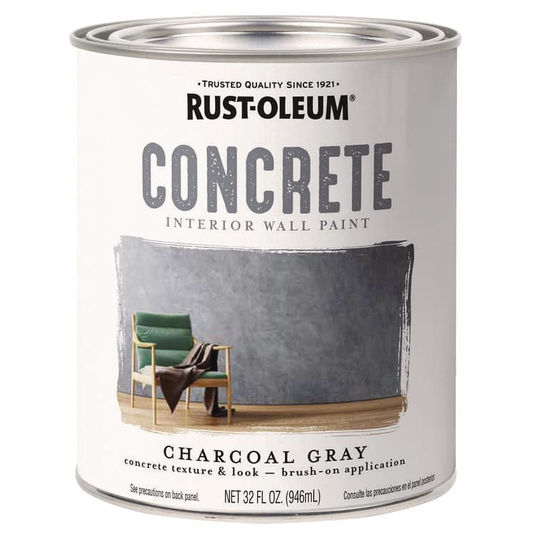 RUST-OLEUM CORPORATION Concrete Interior Wall Paint, Flat Charcoal Gray, Quart Can, 2/Carton (RST379906) thumbnail 2