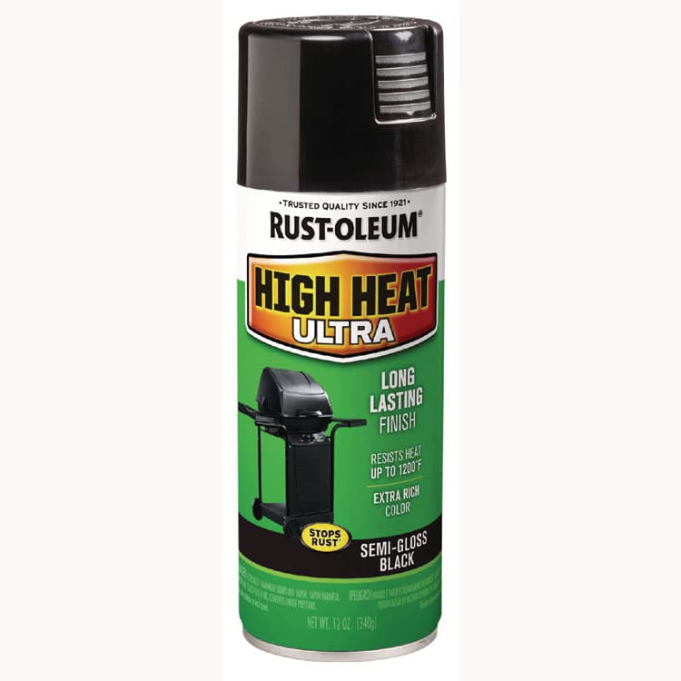 RUST-OLEUM CORPORATION High Heat Enamel Spray Paint, Semi-Gloss Black, 12 oz Aerosol Can (RST241169EA)
