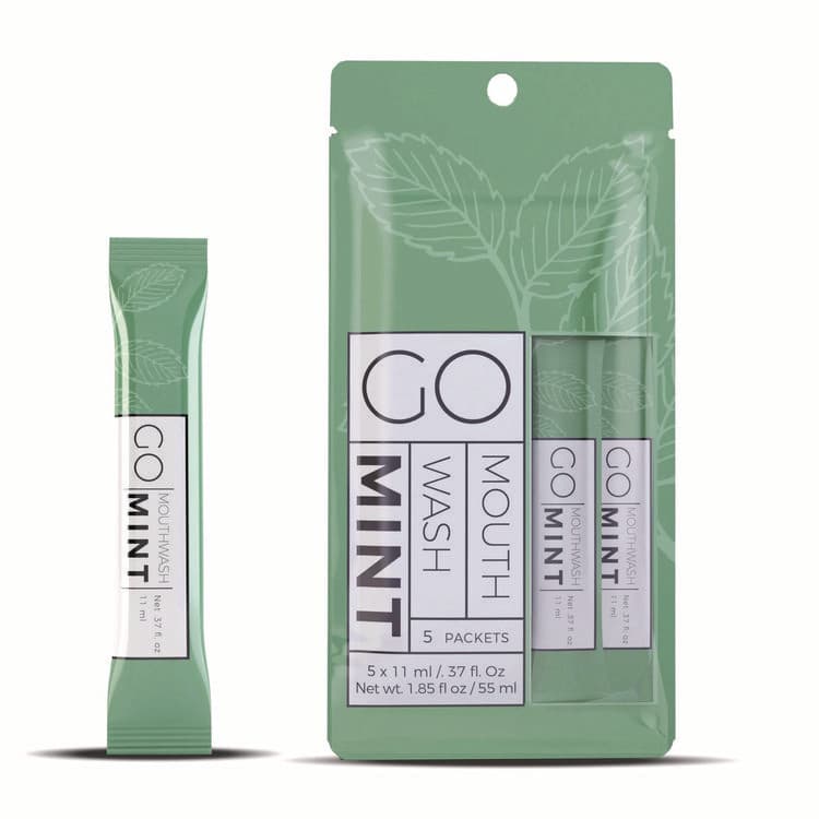 GO MOUTHWASH Individual Mouthwash Packets, Mint Flavor, 0.37 oz Packet, 5/Pack, 12 Packs/Box (GMHMW05) thumbnail 2