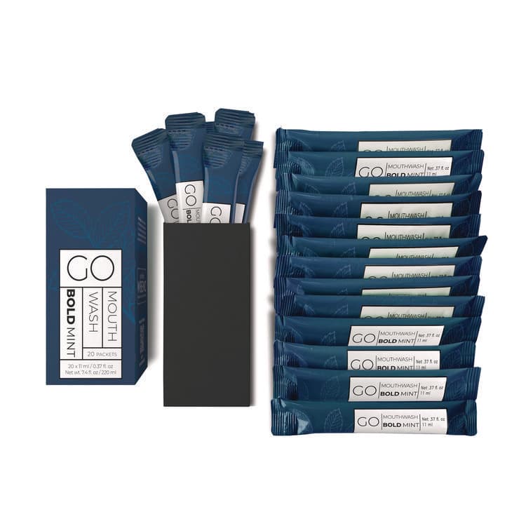 GO MOUTHWASH Individual Mouthwash Packets, Display Pack, Bold Mint Flavor, 0.37 oz Packet, 20/Pack (GMHMW20BOLD) thumbnail 4