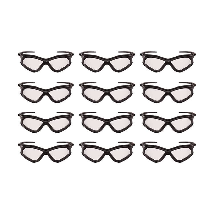 SMITH AND WESSON V30 Nemesis Foam Safety Glasses, Black Half Frame, Clear Dual Lens, 12/Carton (ANS65335)