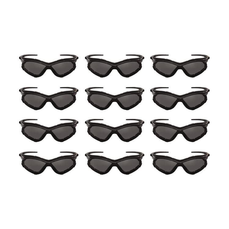 SMITH AND WESSON V30 Nemesis Foam Safety Glasses, Black Half Frame, Smoke Dual Lens, 12/Carton (ANS65336)