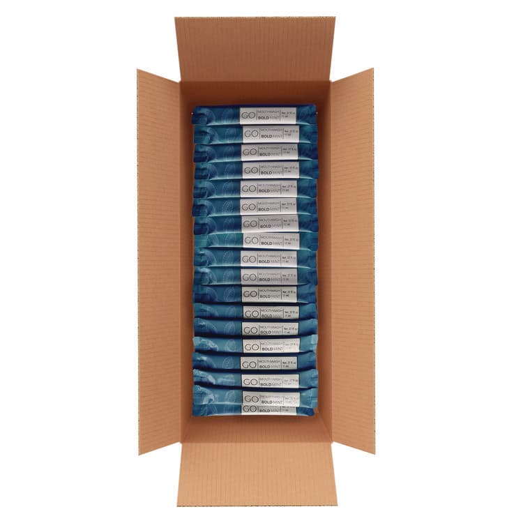 GO MOUTHWASH Individual Mouthwash Packets, Bold Mint Flavor, 0.37 oz Packet, 250/Box (GMHMW250BOLD) thumbnail 2