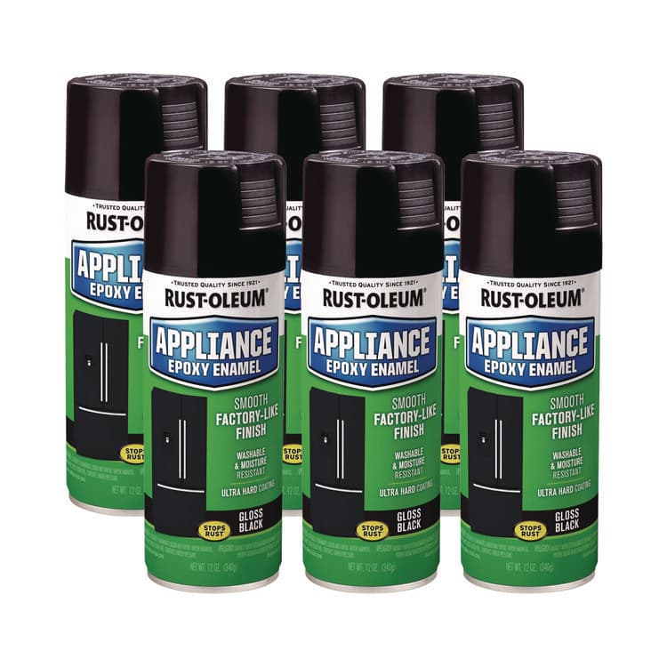 RUST-OLEUM CORPORATION Specialty Appliance Epoxy Spray Paint, Gloss Black, 12 oz Aerosol Can, 6/Carton (RST7886830)