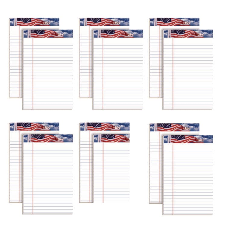 TOPS BUSINESS FORMS American Pride Writing Pad, Red/White/Blue Headband, Narrow Rule, (50) White 5 x 8 Sheets, 12/Pack (TOP75101)