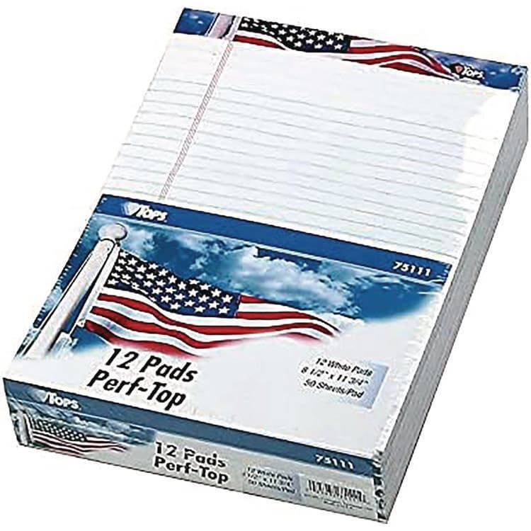 TOPS BUSINESS FORMS American Pride Writing Pad, Red/White/Blue Headband, Narrow Rule, (50) White 5 x 8 Sheets, 12/Pack (TOP75101) thumbnail 4