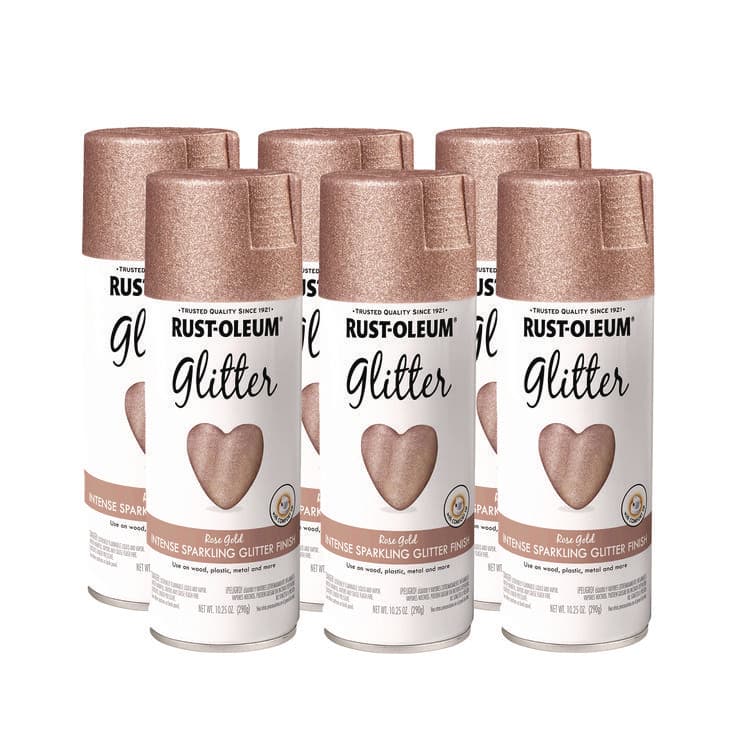 RUST-OLEUM CORPORATION Specialty Glitter Spray Paint, Glitter Rose Gold, 10.25 oz Aerosol Can, 6/Carton (RST344697)