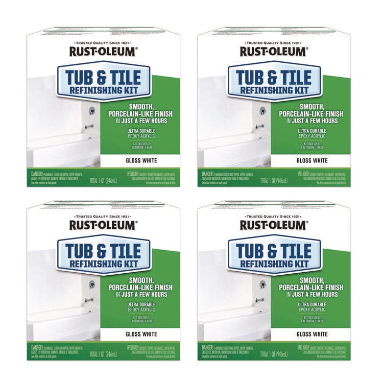 RUST-OLEUM CORPORATION Specialty Tub and Tile Refinishing Kit, Gloss White, Quart, 4 Kits/Carton (RST384165)
