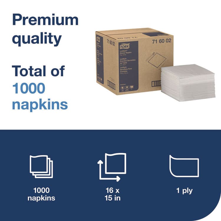 SCA TISSUE LinStyle Dinner Napkin, 1-Ply, 15 x 16, White, 1,000/Carton (TRK716002) thumbnail 3
